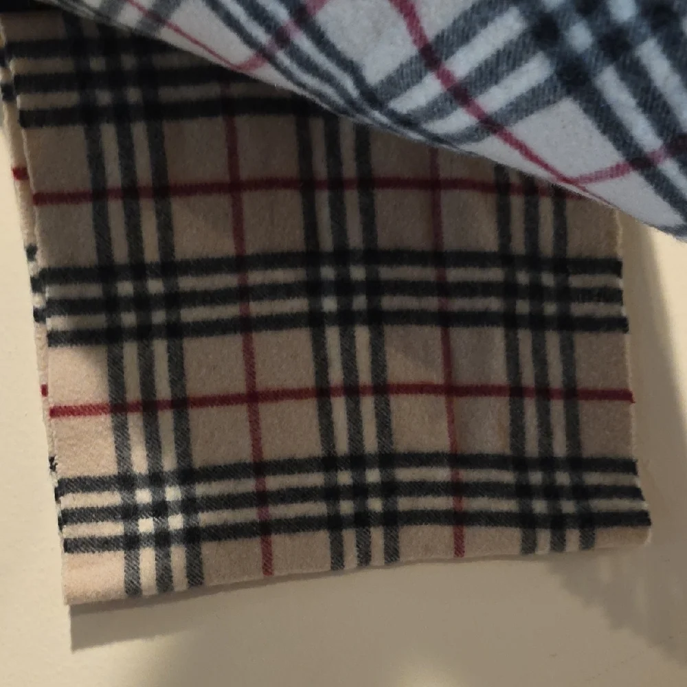 Burberry Plaid Wool Scarf in Red, Black, and Cream - Picture 7 of 8